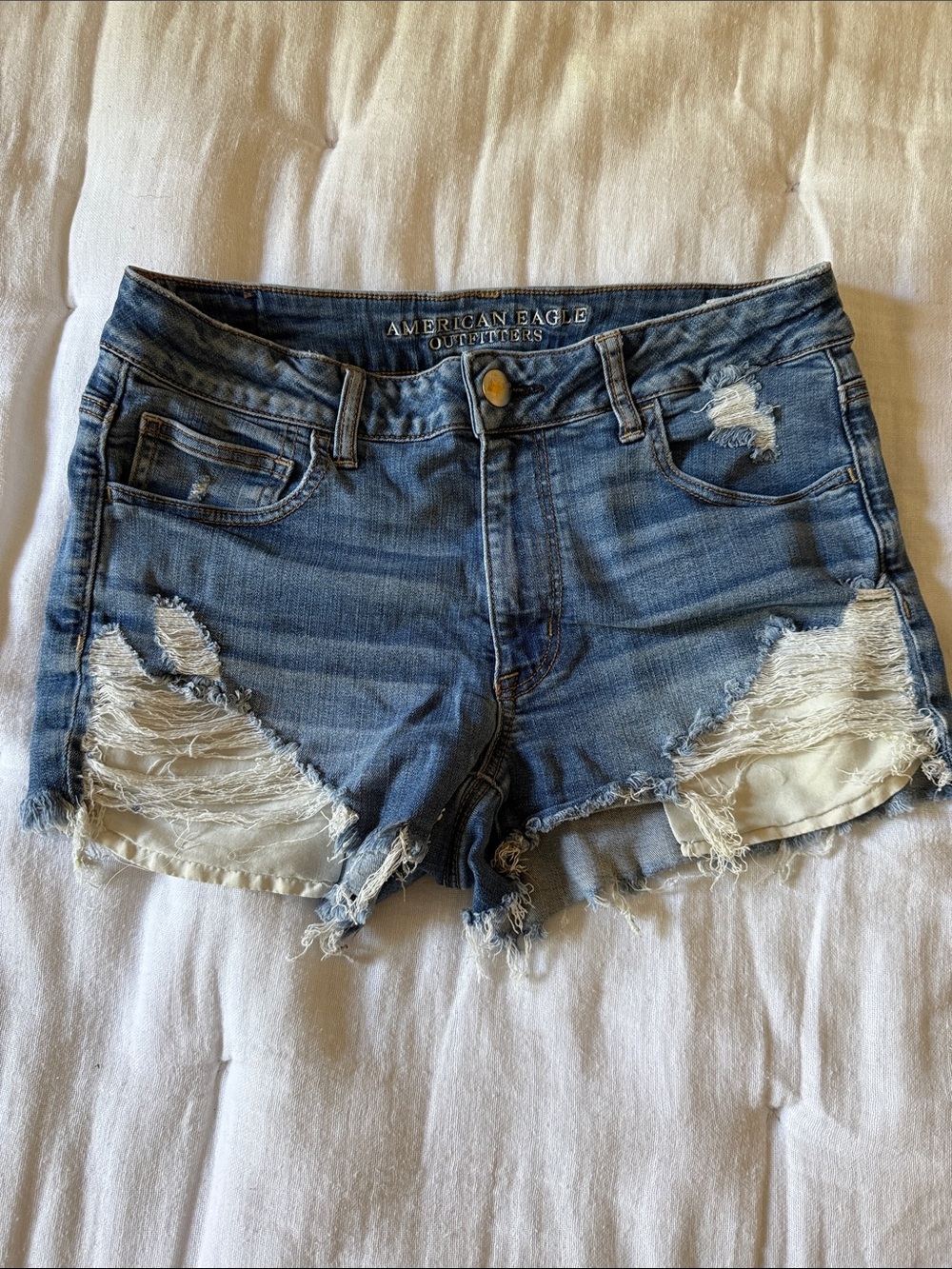 American Eagle Outfitters Distressed Light Blue Denim Cutoff Shorts